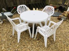 GARDEN DINING TABLE WITH 4 NARDI GARDEN CHAIRS IN WHITE RESIN/PLASTIC COMPLETED WITH CAST METAL