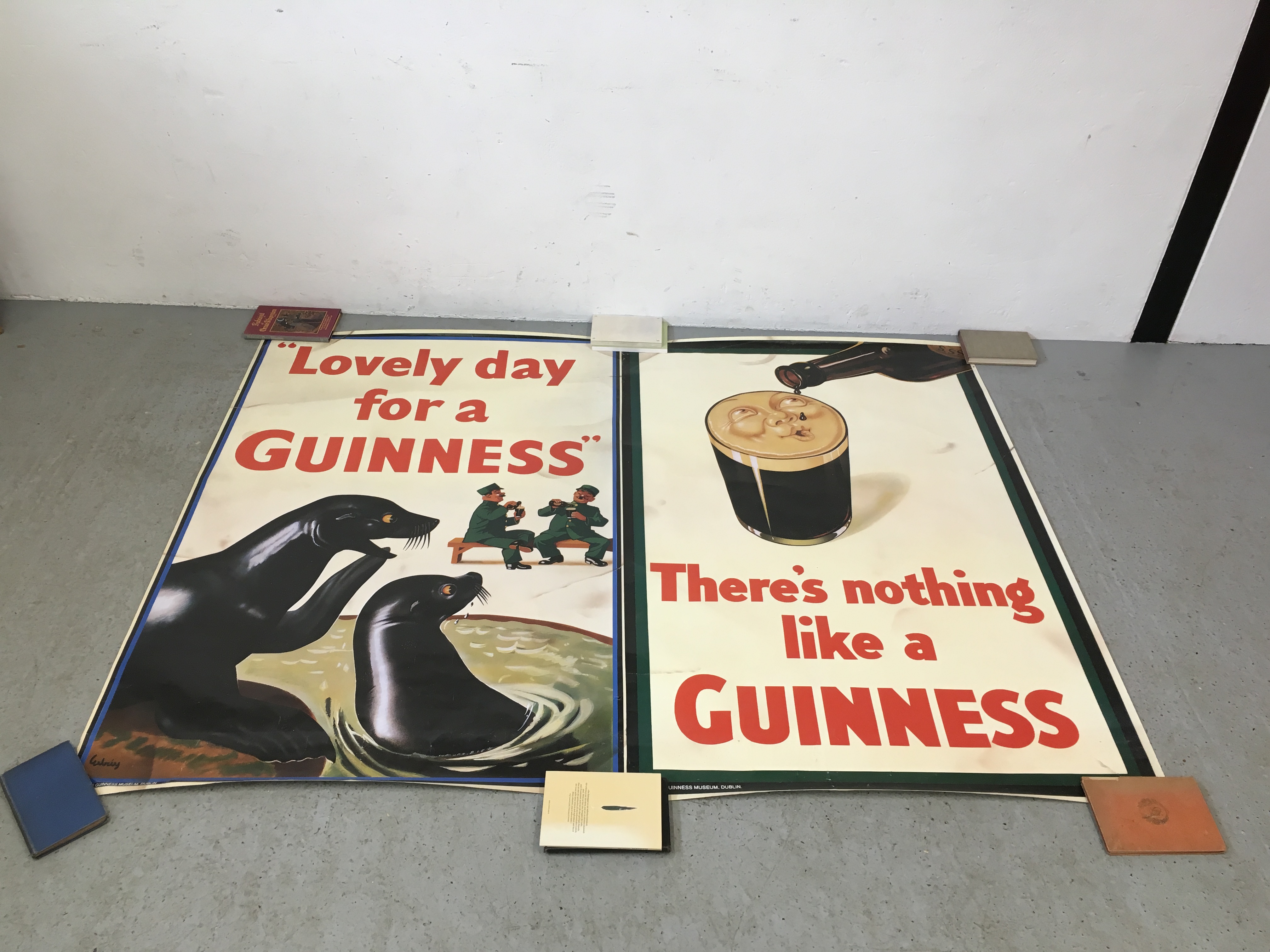 2 VINTAGE GUINNESS POSTERS - H 152CM X W 101CM