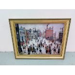 A FRAMED LS LOWRY PRINT 35 X 60CM.