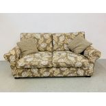 A MODERN SCS LARGE TWO SEATER SOFA WITH LEAF PRINT UPHOLSTERY