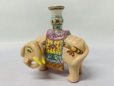 CHINESE EXPORT FAMILLE ROSE ELEPHANT CANDLE HOLDER - H 20CM.