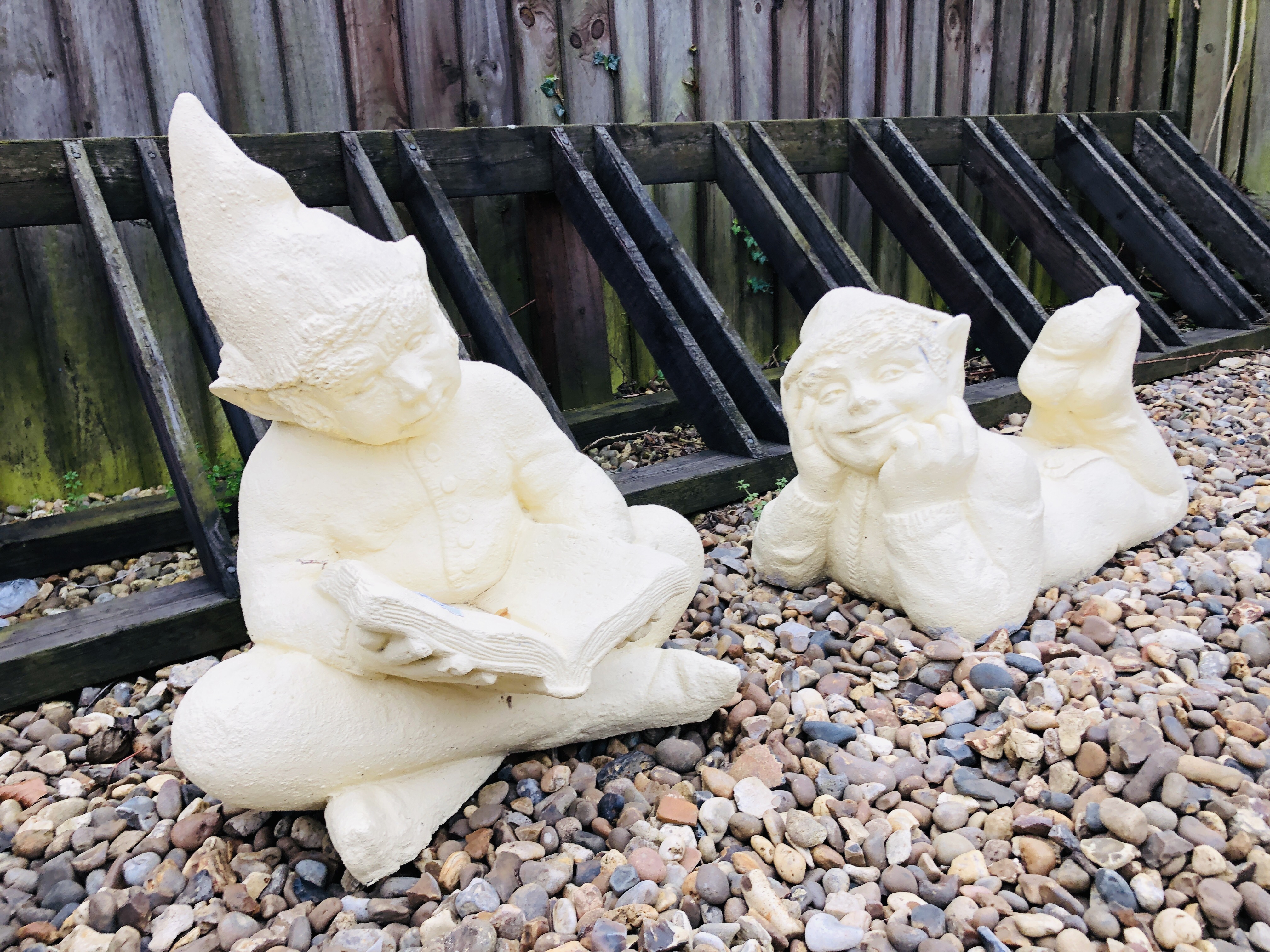 2 X STONEWORK GARDEN GNOMES