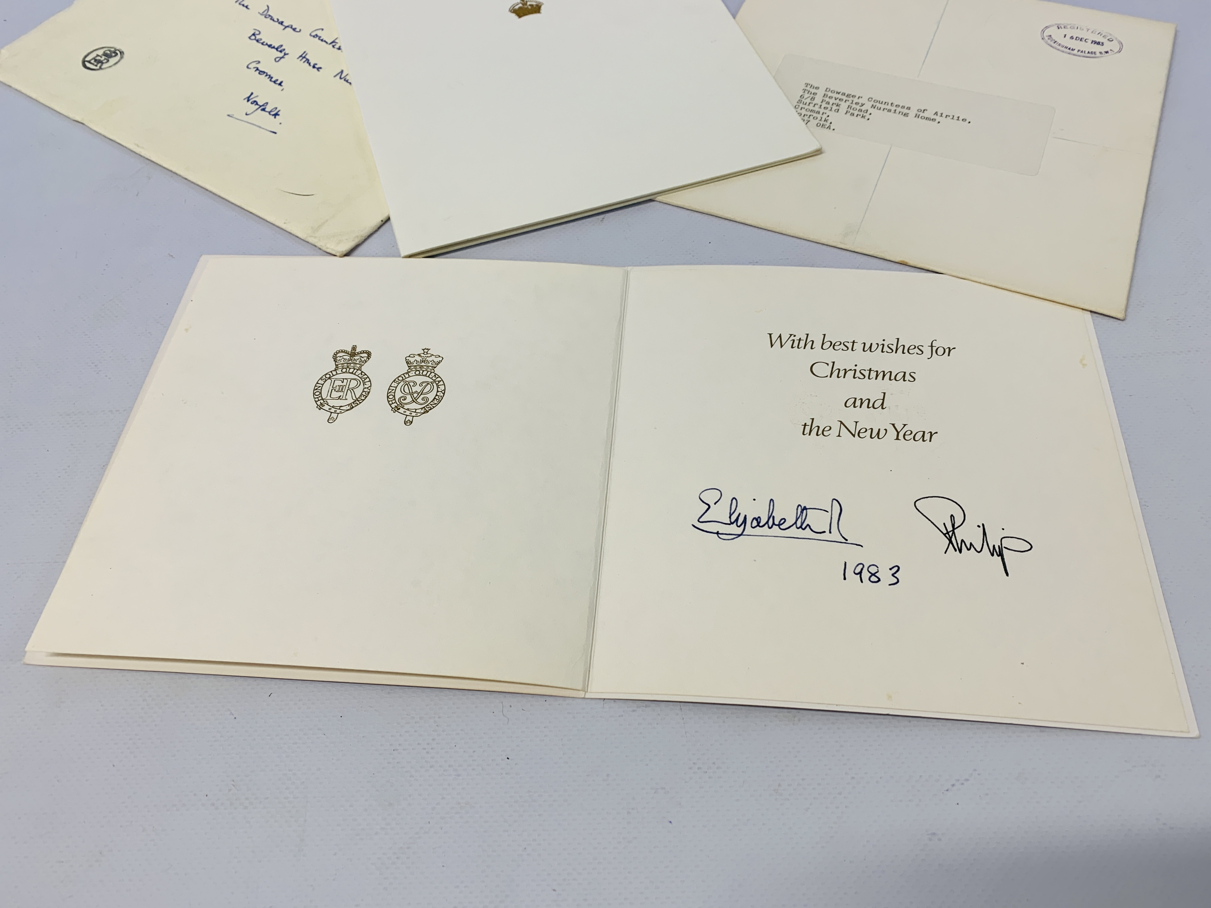 AN INK SIGNED ROYAL CHRISTMAS CARD FROM THE QUEEN MOTHER 1983 ALONG WITH AN INK SIGNED ROYAL - Image 6 of 10