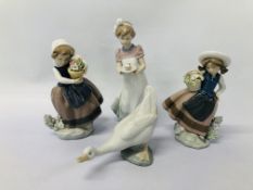 3 X LLADRO PORCELAIN COLLECTORS FIGURES "SPRING IS HERE" HEIGHT 17CM (MODEL 5223,