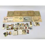 BOX OF ASSORTED VINTAGE CIGARETTE AND TEA CARDS,