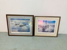 2 FRAMED AND MOUNTED FIGHTER PLANE PRINTS "HIGH SPIRITS" 1940,