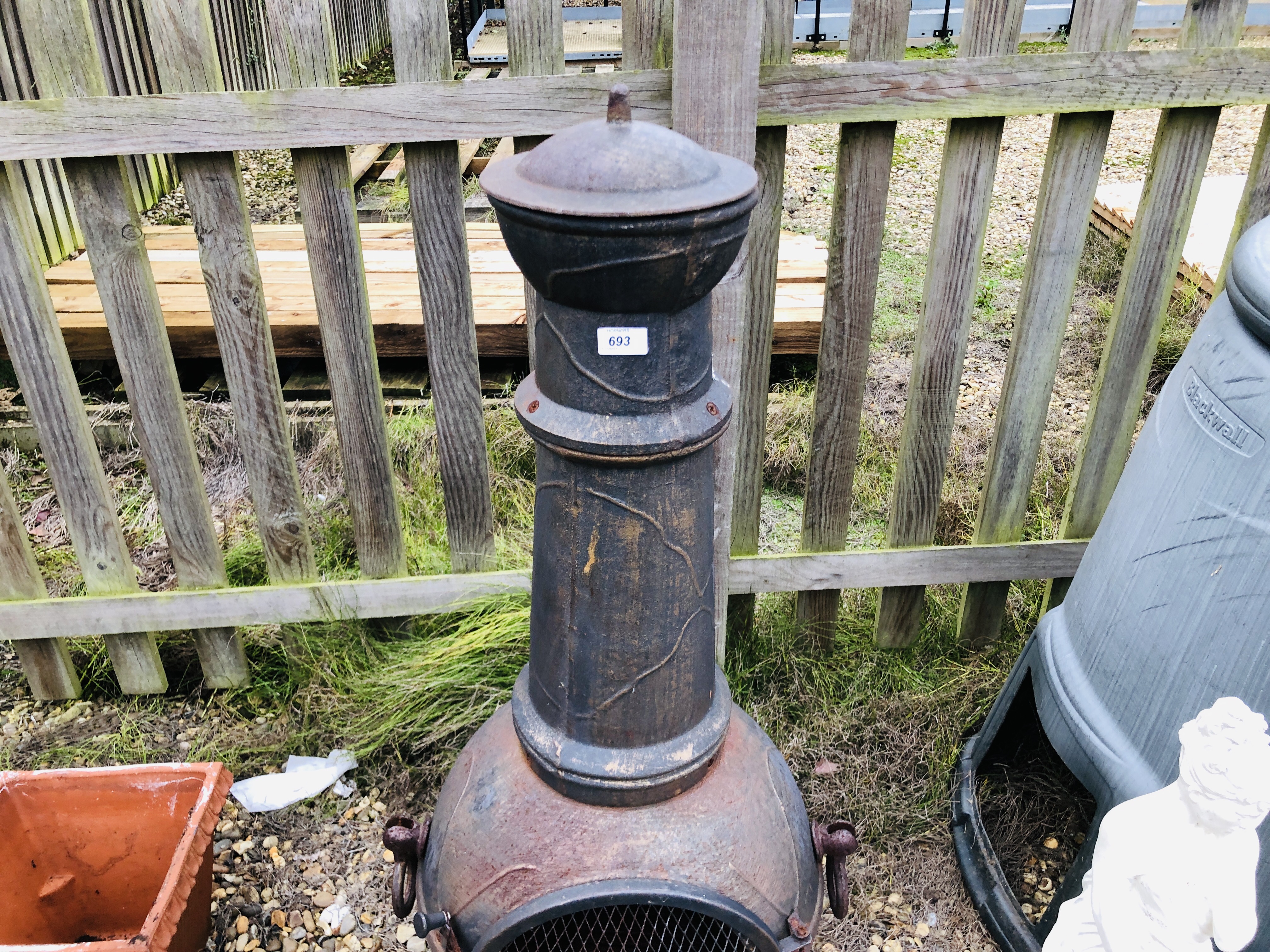 CAST IRON CHIMINEA GARDEN STOVE H 120CM, - Image 5 of 6