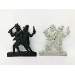 PAIR OF VINTAGE CAST PLAQUES DEPICTING "DRUNKS" - H 27CM.