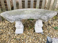 A STONEWORK GARDEN BENCH,