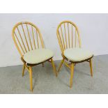 A PAIR OF ERCOL BLONDE HOOP BACK KITCHEN CHAIRS