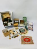 A LARGE PLASTIC BOX CONTAINING EXTENSIVE COLLECTION OF DOLLS HOUSE FURNITURE