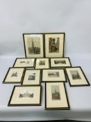 COLLECTION OF 11 VINTAGE FRAMED CONTINENTAL HAND PAINTED SILK PICTURES,