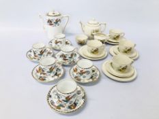 A 15 PIECE VINTAGE CHILD'S NURSERY RHYME TEASET ALONG WITH 6 BALMORAL CHINA HAND PAINTED COFFEE