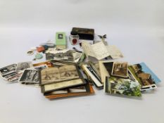 BOX OF MISCELLANEOUS COLLECTIBLES TO INCLUDE LOCAL EPHEMERA