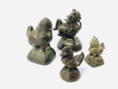 4 X VINTAGE BRONZE ANIMAL STUDIES - TALLEST H 6.5CM. SMALLEST H 4 CM.