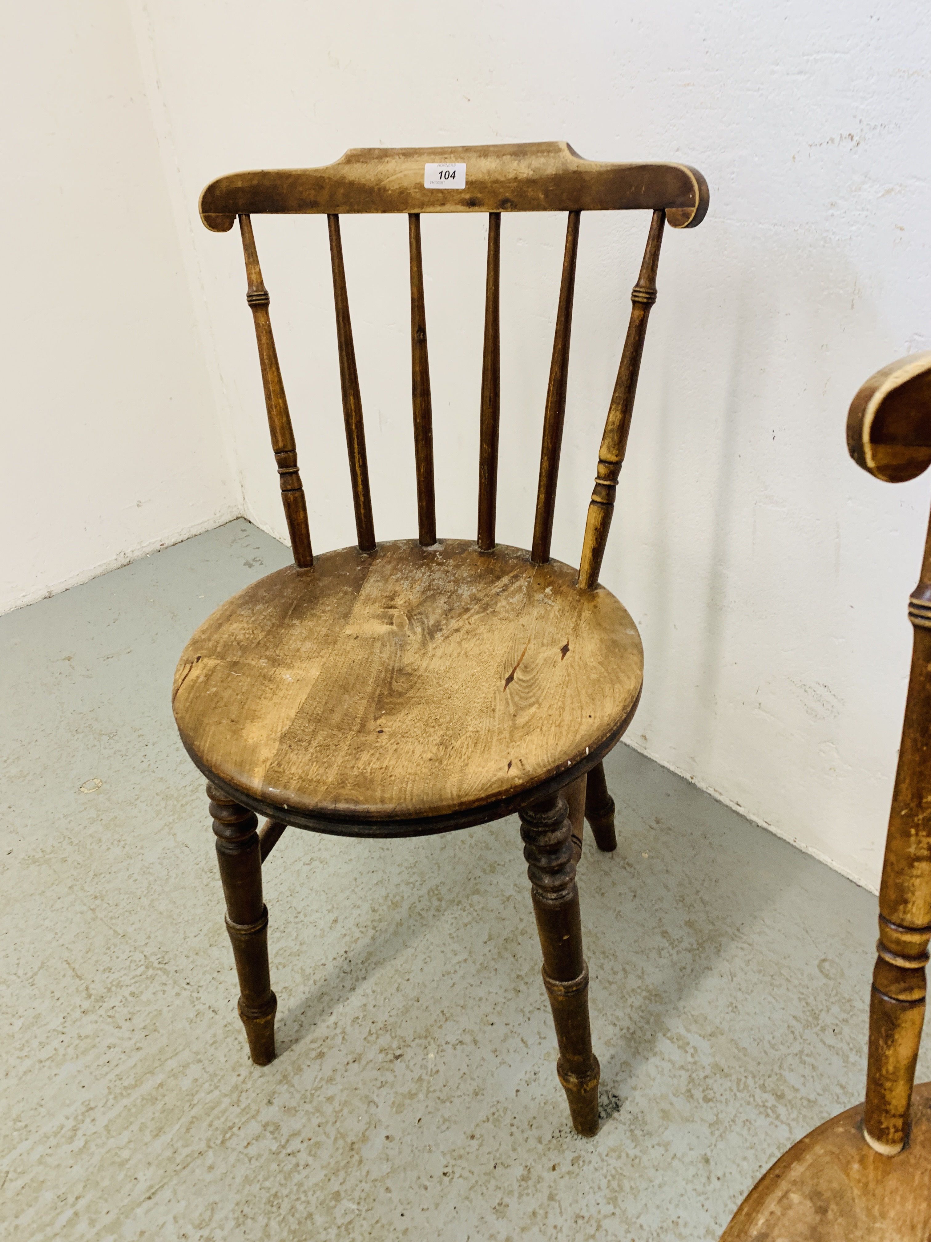 3 CHARACTER PENNY SEAT STICKBACK CHAIRS WITH TURNED LEGS A/F CONDITION - Image 8 of 8