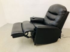 A T-MOTION BLACK FAUX LEATHER ELECTRIC RECLINING EASY CHAIR - SOLD AS SEEN