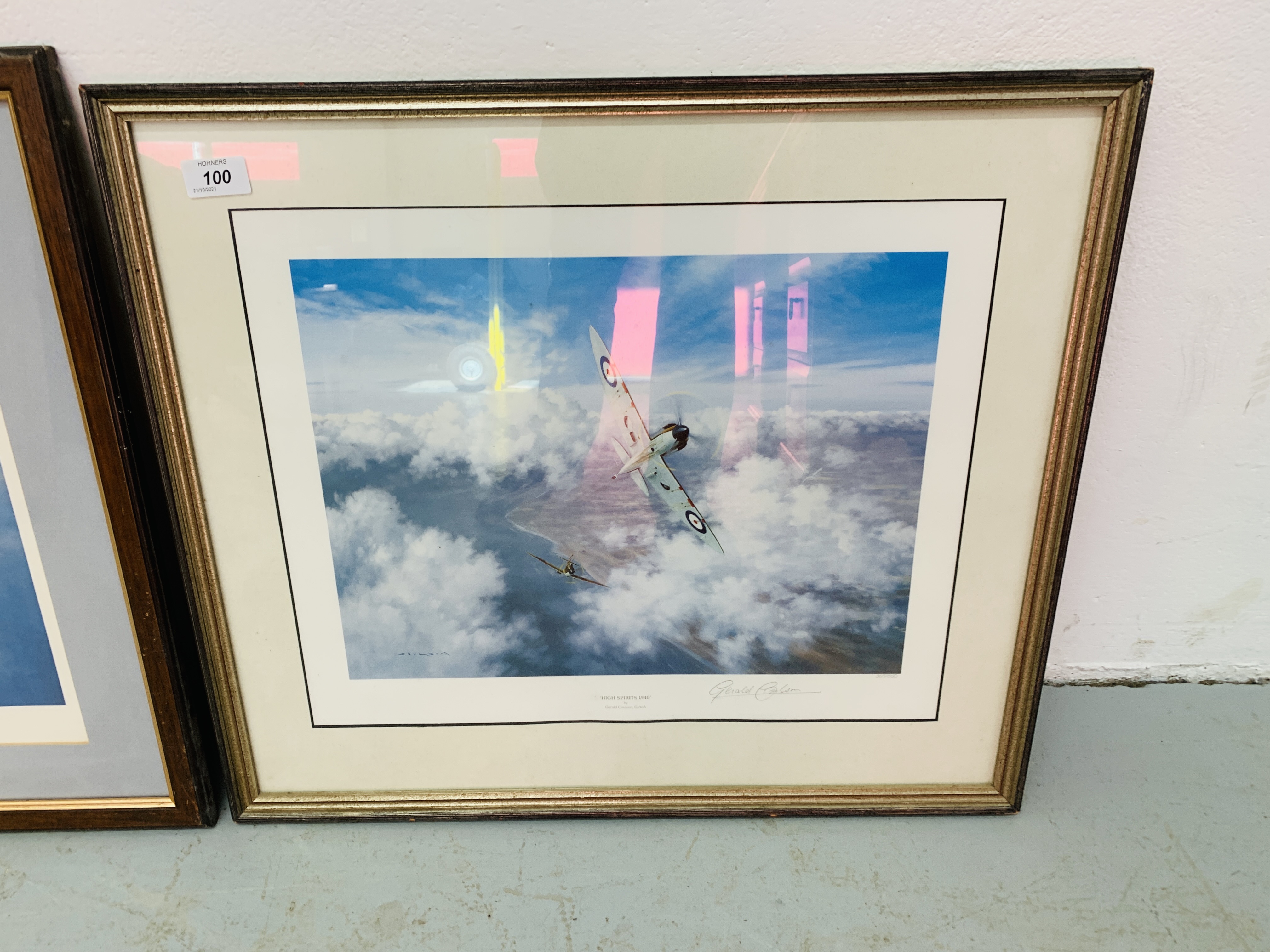 2 FRAMED AND MOUNTED FIGHTER PLANE PRINTS "HIGH SPIRITS" 1940, - Image 2 of 5