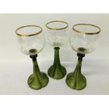 3 X ART NOUVEAU GLASSES WITH WHITE METAL COLLAR (1 A/F)