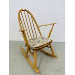 AN ERCOL BLONDE ROCKING CHAIR (SMALL)