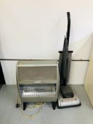 A VINTAGE HOOVER MODEL 912 UPRIGHT VACUUM CLEANER & VINTAGE MORPHY RICHARDS ELECTRIC HEATER MODEL