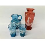 MARY GREGORY CRANBERRY GLASS VASE - H 21CM,