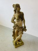 STONEWORK GARDEN CLASSICAL FEMALE FIGURE - HEIGHT 120CM.