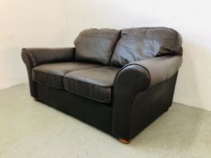 BROWN 2 SEAT FAUX LEATHER SOFA