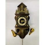 VINTAGE DUTCH STYLE WALL CLOCK "NU ELCK SYN SIN"