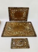 3 HARDWOOD TRAYS WITH MOP INLAY