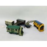 4 X VINTAGE HORNBY MECCANO 0 GAUGE CRANES & SNOW PLOUGHS