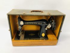 VINTAGE SINGER SEWING MACHINE IN FITTED CASE - SOLD AS SEEN