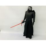 A LARGE STAR WARS KYLO FIGURE H 76CM HOLDING LIGHTSABER