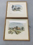 PAIR OF FRAMED WATERCOLOURS HADDISCOE CHURCH & GREAT YARMOUTH RURAL SCENE BEARING SIGNATURE "ROY