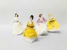 4 X ROYAL DOULTON FIGURINES TO INCLUDE CORALIE HN 2307 A/F (NECK RE-GLUED), MARGARET HN 2397,