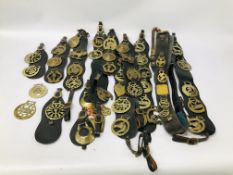 BOX OF ASSORTED VINTAGE HORSE BRASSES,