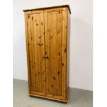 HONEY PINE 2 DOOR WARDROBE - H 179CM. W 86CM. D 51CM.