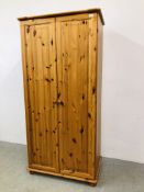 HONEY PINE 2 DOOR WARDROBE - H 179CM. W 86CM. D 51CM.