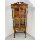 PERIOD MAHOGANY FINISH DISPLAY CABINET, INLAID DETAIL,