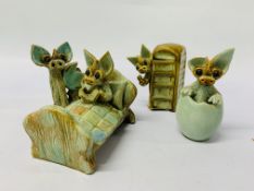 4 X YARE DESIGN POTTERY DRAGON STUDIES, 6 LEGGED DRAGON (SHIP TO CENTRAL WING) H 11CM,