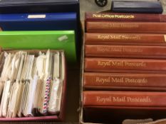 TWO BOXES WITH EXTENSIVE GB PHQ CARD COLLECTION IN SEVEN ROYAL MAIL AND ONE OTHER ALBUM.