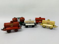 5 X VINTAGE HORNBY MECCANO 0 GAUGE TANKERS TO INCLUDE NATIONAL, ROYAL DAYLIGHT, BP,