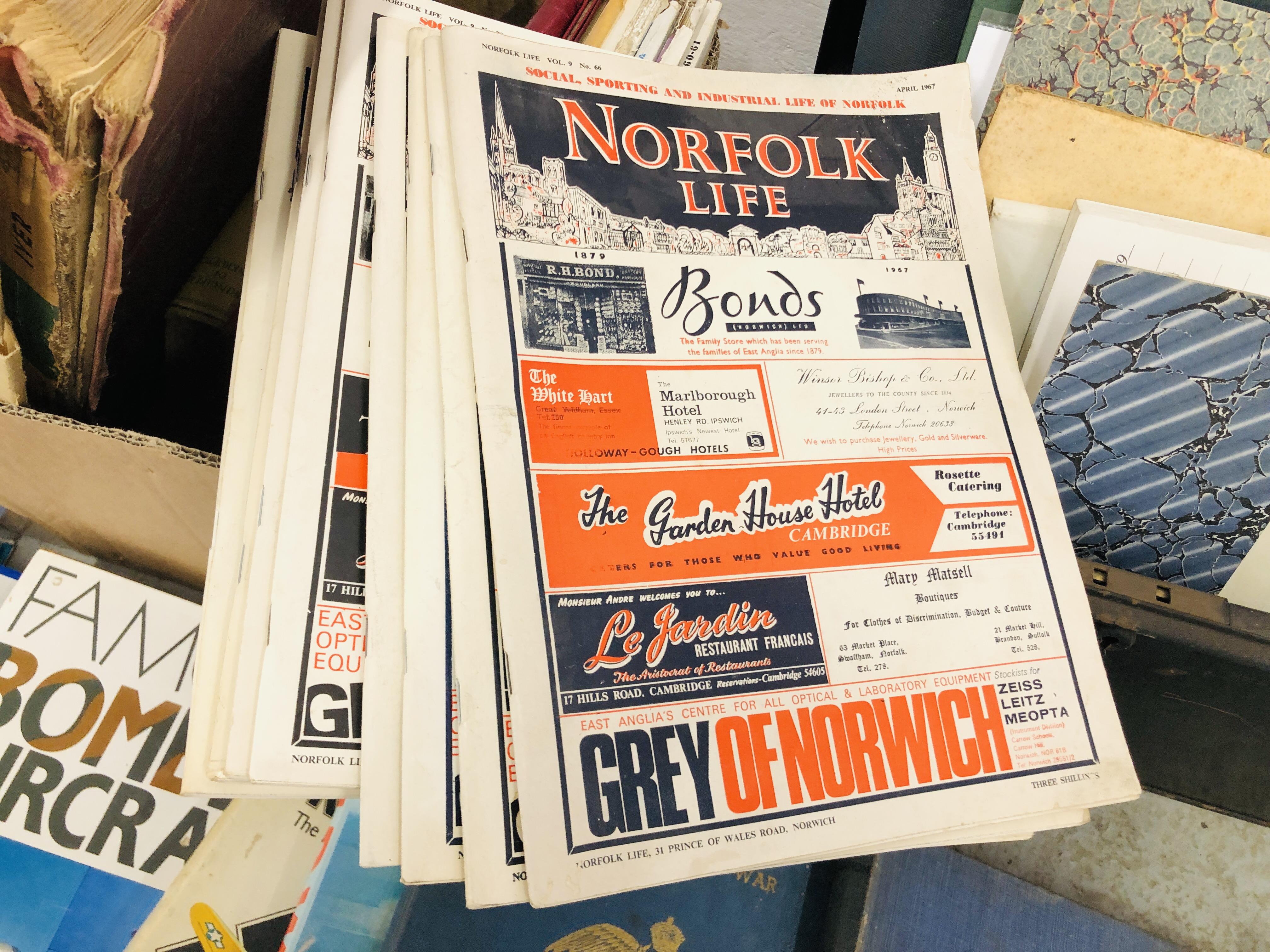 BOX OF ASSORTED EPHEMERA TO INCLUDE NORFOLK LIFE MAGAZINES, COLLECTION OF RAF BOOKS, - Image 5 of 9
