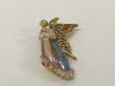 KIRKS FOLLY ENAMELLED ANGEL BROOCH