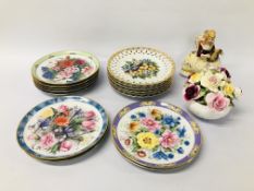 NINE COLLECTORS PORCELAIN WALL PLATES 'BOUQUETS OF THE WORLD',