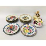 NINE COLLECTORS PORCELAIN WALL PLATES 'BOUQUETS OF THE WORLD',