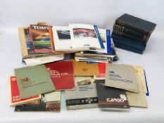 BOX OF ASSORTED CAR HANDBOOKS AND MANUALS TO INCLUDE VINTAGE ETC