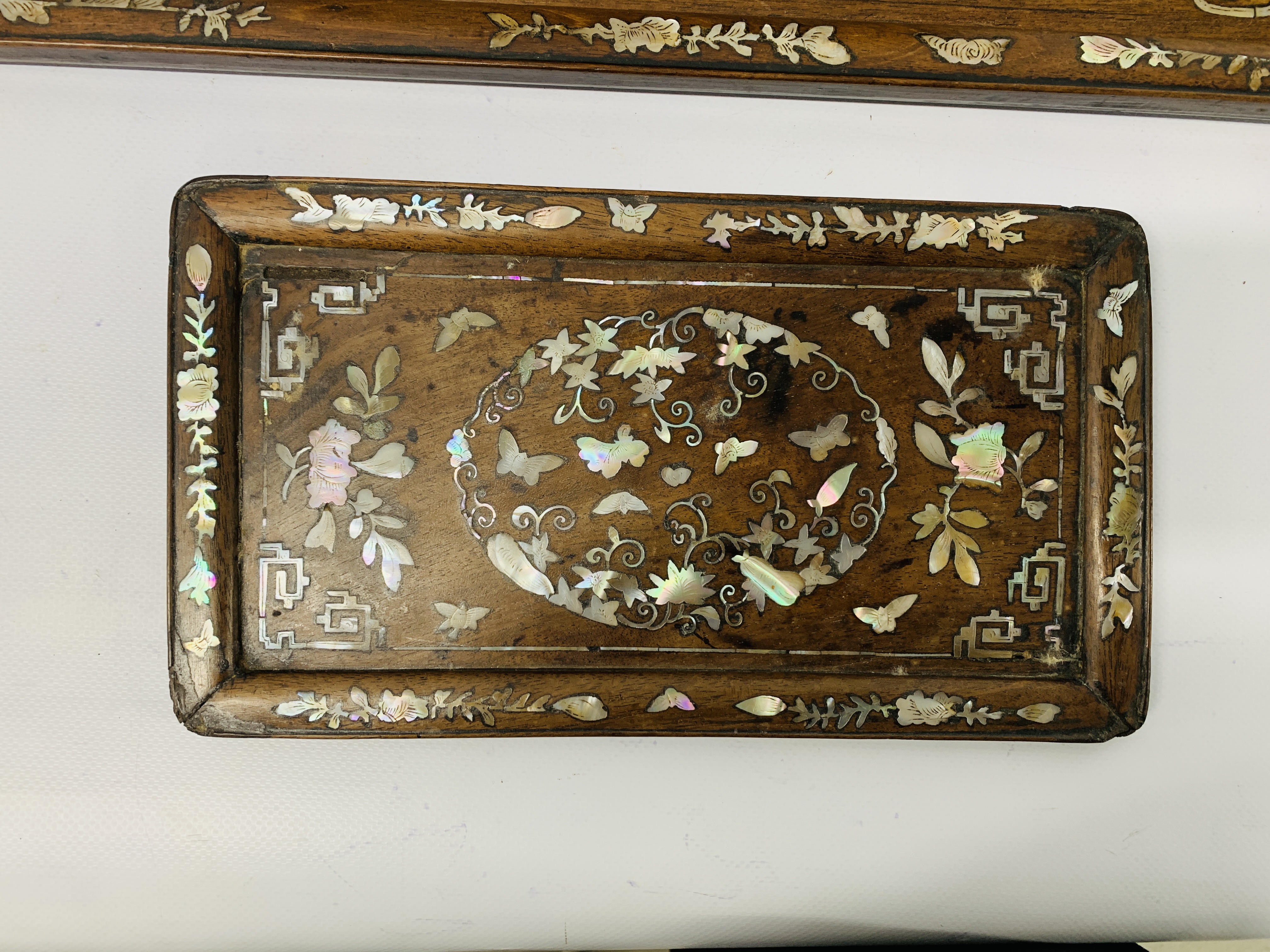 3 HARDWOOD TRAYS WITH MOP INLAY - Image 4 of 4