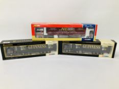 3 X CORGI LIMITED EDITION COMMERCIALS BOXED TO INCLUDE GUINNESS 75407, LEYLAND DAF CURTAINSIDE,