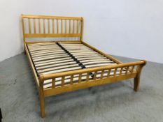 MODERN BEECH WOOD DOUBLE BED FRAME